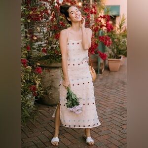 English Factory Textured Midi Slip Dress Small